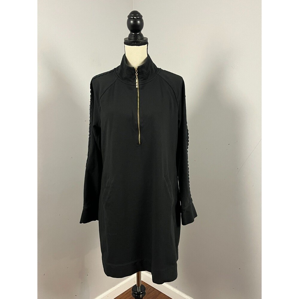 Lilly Pulitzer Skipper Popover Black Dress Lace Long Sleeve Women's Large - Picture 2 of 8